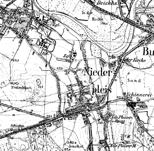 Ausschnitt topographische Karte 1934-1945